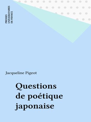 cover image of Questions de poétique japonaise